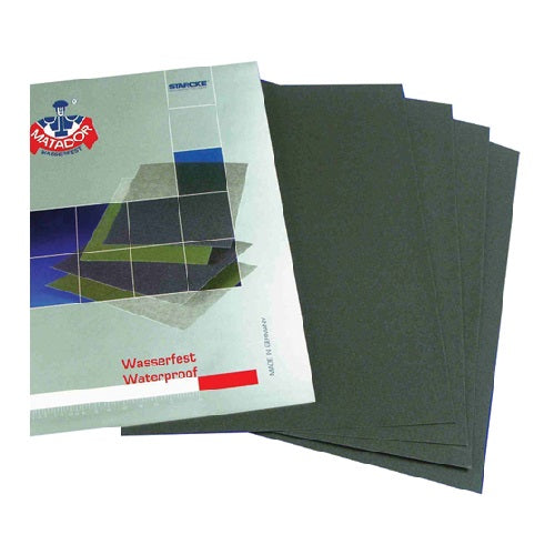 Starcke Matador Papier Abrasif Waterproof 400 Grit – 50 Feuilles Latex Dos Pour Ponçage Humide/Sec